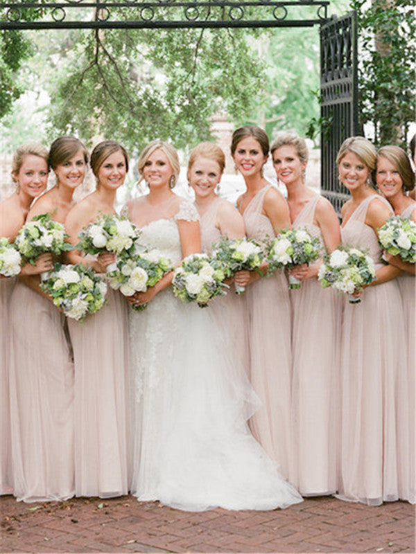 A-line Sweetheart One-shoulder Tulle Bridesmaid Dresses, BD0564