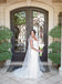 Amazing White lace sexy V-neck sleeveless elegant tail wedding dress, WD0330