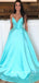 A-Line V-Neck Spaghetti Straps Cheap Long Prom Dresses Online,RBPD0058