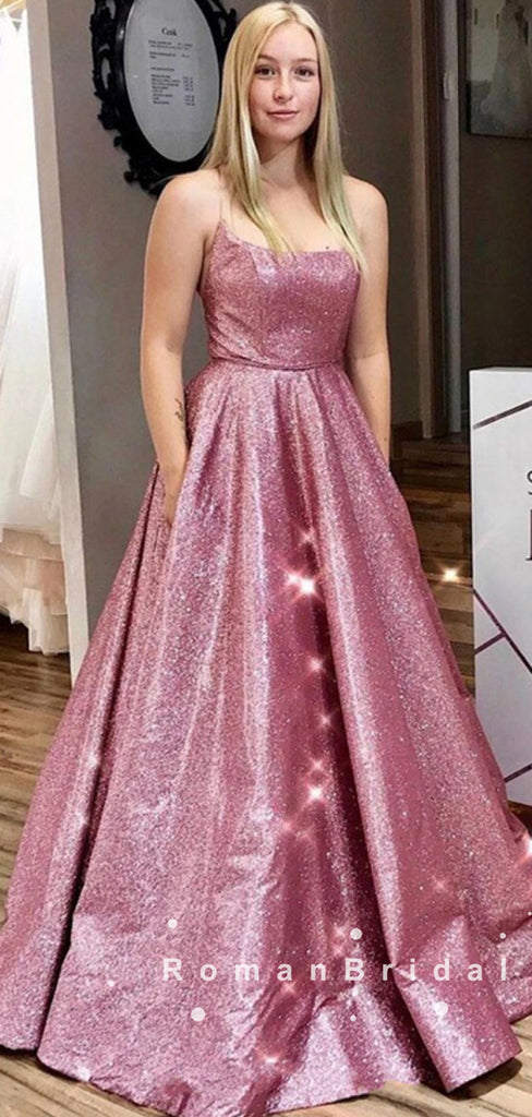 Fabulous A-Line Spaghetti Straps Cheap Custom Long Prom Dresses Online,RBPD0059