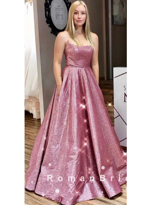 Fabulous A-Line Spaghetti Straps Cheap Custom Long Prom Dresses Online,RBPD0059