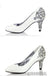 Women's Sparkly Crystal High Heels Pointed Toe White Wedding Bridal Shoes, S006