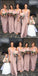 A-line Floor-lengthSimple Modest V-neck Cheap Dusty Pink Bridesmaid Dress, BD0478