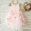 Pink Round neck applique zipper Dreamy Dress, sweet Flower Girl Dress, FG0099