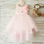 Pink Round neck applique zipper Dreamy Dress, sweet Flower Girl Dress, FG0099