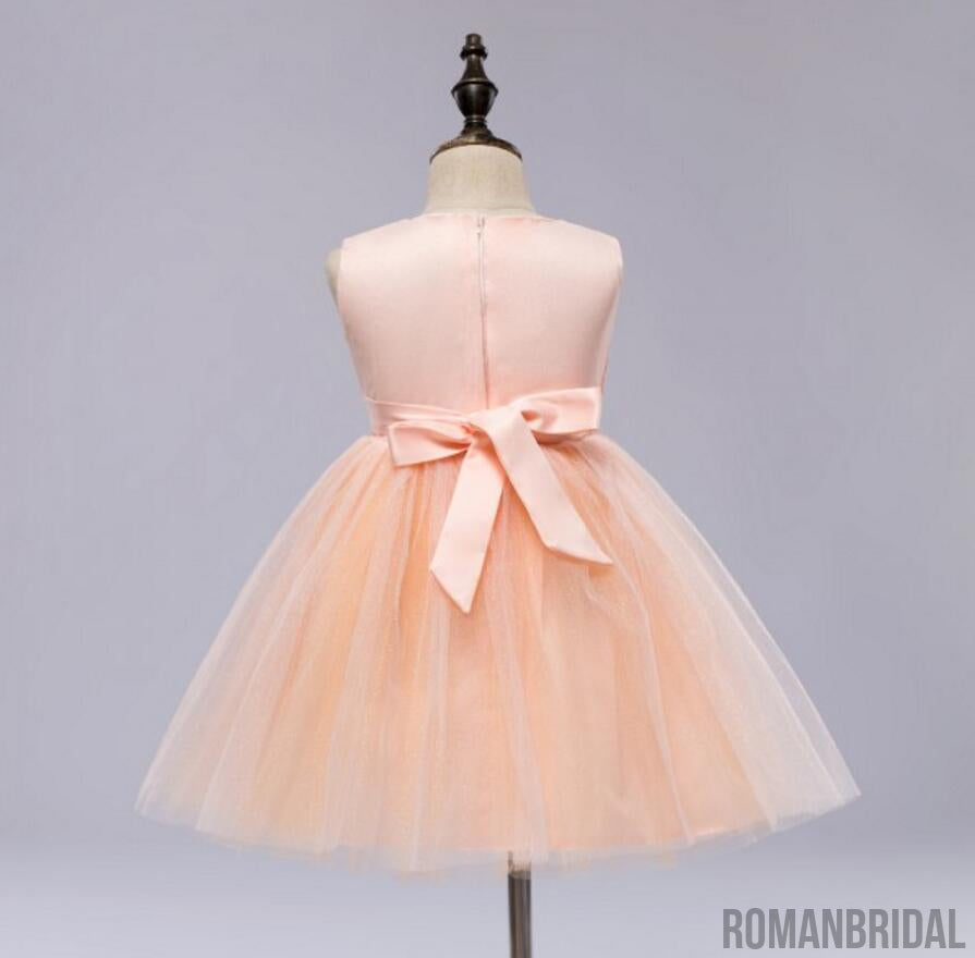 New Arrival Pink Round neck Bowknot Sleeveless tutu, Sweet cute Flower Girl Dress, FG0101