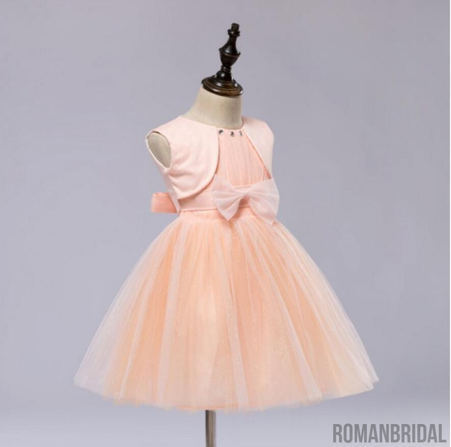 New Arrival Pink Round neck Bowknot Sleeveless tutu, Sweet cute Flower Girl Dress, FG0101