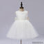 Pure white small dress, round neck sleeveless Big bow on the back, Pleats on the cute Flower Girl Dress, FG0103