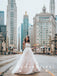 A-Line V-Neck Sleeveless Tulle Long Prom Dresses With Lace And Beading,RBPD0078