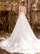 A-Line V-Neck Spaghetti Straps Lace Long Wedding Dresses Online,RBWD0008