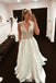 Elegant A-line V Neck Ivory Beading Top Long Prom Dresses, PD0575