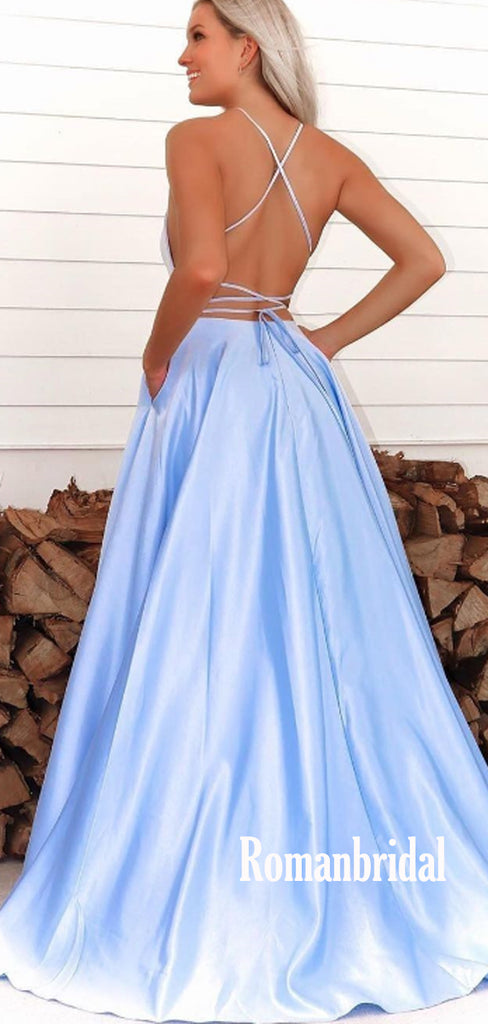 Spaghetti Straps A-line Cheap Long Prom Dresses,RBPD0129