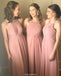 A-line Halter Chiffon Long Bridesmaid dresses With Pleats, BD0523
