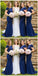 New arrival Floor-length Mermaid Navy blue Cap sleeves Long Bridesmaid Dress, BD0480