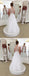 A-line Floor-length Appliques Deep V-neck Sleeveless Wedding Dresses, WD0413