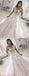 A-line Off-shoulder V-neck Lace Appliques Wedding Dresses With Train, WD0414