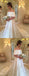 Gorgeous A-line Off-shoulder Simple Cheap Wedding Dresses With Train, WD0415