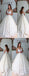 A-line Sleeveless Lace Appliques Backless Wedding Dresses With Train, WD0410