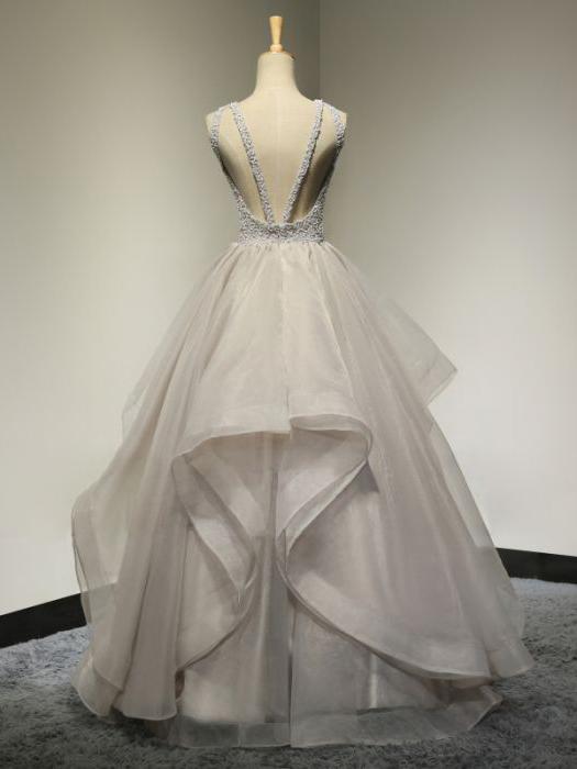 New Arrival A-line Floor-length scoop beading organza evening gowns, long prom dresses, PD0513