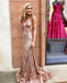 Mermaid Sexy Deep V-neck Backless sequins evening dresses, Popular long prom dresses,  PD0105