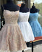 Newest Spaghetti Straps V-neck Backless Lace Up Back Homecoming Dresses, HD0474