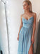 Spaghetti Straps Floor-length V-neck Sleeveless High Split Chiffon Prom Dresses, PD0560
