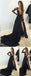 A-Line Tulle Long Sleeves High Split Lace Prom Dresses With Train, PD0542