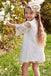 A-line Round Neck 3/4 Sleeves Lace Short Flower Girl Dresses, FG0150