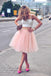 Two Pieces Cheap Spaghetti Straps Pink Tutu tulle Homecoming Dresses, HD0351