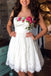 A-line Strapless Short Lace Homecoming Dresses With Red Flowers Appliques, HD0353