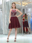 Halter A-line Beading Top Backless Chiffon Homecoming Dresses, HD0496