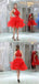Halter High-Neck Red Organza Beading Top Homecoming Dresses, HD0497