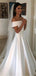 Simple Off-shoulder Ivory Long Stain Wedding Dresses, WD0445