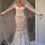 White Romantic Wedding Dresses, Long Appliques Backless Wedding Dresses Lace , WD0324