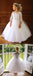 Newest Round Neck Lace 3/4 Sleeves Tulle Flower Girl Dresses, FG0138