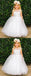 A-line Round Neck Sleeveless Lace Appliques Flower Girl Dresses, FG0143