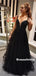 A-line Straps V-neck Backless Beading Long Organza Prom Dresses, PD0805
