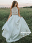 Two-pieces Sleeveless Lace Top Backless Long Prom Dresses, PD0814