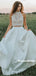 Two-pieces Sleeveless Lace Top Backless Long Prom Dresses, PD0814