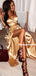 A-line Spaghetti Straps V-neck Long Prom Dresses With Split, PD0827