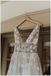 A-line V-neck Appliques Backless Long Tulle Wedding Dresses, WD0482