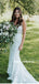 Mermaid V-neck Lace Appliques Long Wedding Dresses With Train, WD0483