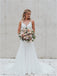 Sheath V-neck Sleeveless Light Ivory Lace Long Wedding Dresses, WD0486