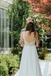 A-line V-neck Appliques Beading Backless Long Chiffon Wedding Dresses, WD0491