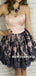 Sweetheart A-line Strapless Lace Applieques Pink Homecoming Dresses, HD0553