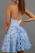 A-line Spaghetti Straps V-neck Appliques Backless Homecoming Dresses, HD0556