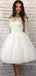 Off-shoulder Half Sleeves Lace Light Ivory Tulle Homecoming Dresses, HD0570