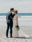 Sheath Round-neck Short Sleeves Backless Lace Appliques Wedding Dresses, WD0498