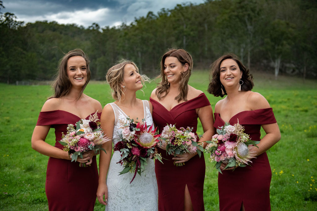 Mermaid Off-shoulder Long Burgundy Bridesmaid Dresses With Split, BD0638