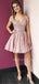 A-line Off-shoulder Appliques Pink Homecoming Dresses, HD0576